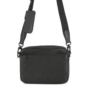 Louis Vuitton Monogram Shadow Black Trio Messenger Shoulder Bag Black